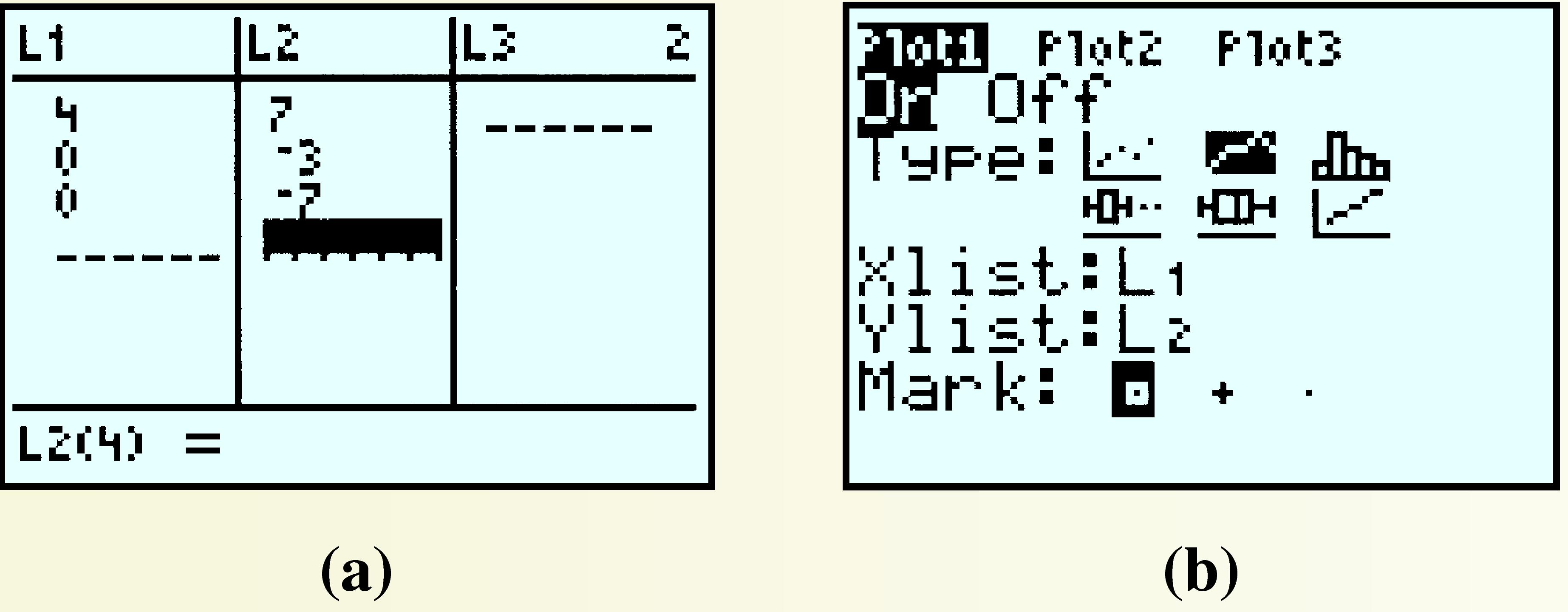 GC screens of setup for drawing parametric curves
